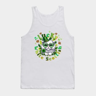 Lucky White Scottish Cat Tank Top